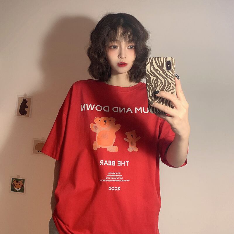 ルーズトップス スプリング薄手プリントTシャツ レディース 春物 YY-ファッション39703549099