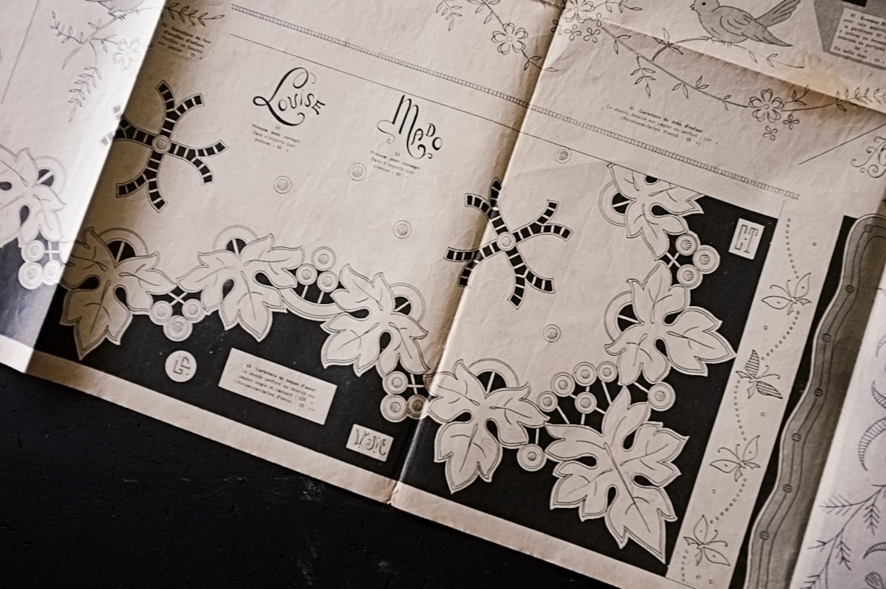 49s フランス LE JOURNAL DES BRODEUSES 手芸と刺繍 新聞d アンティーク