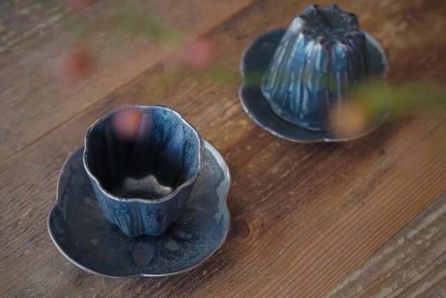 藤村佳澄　カヌレ茶器（茶杯・茶托セット）ブロンズ