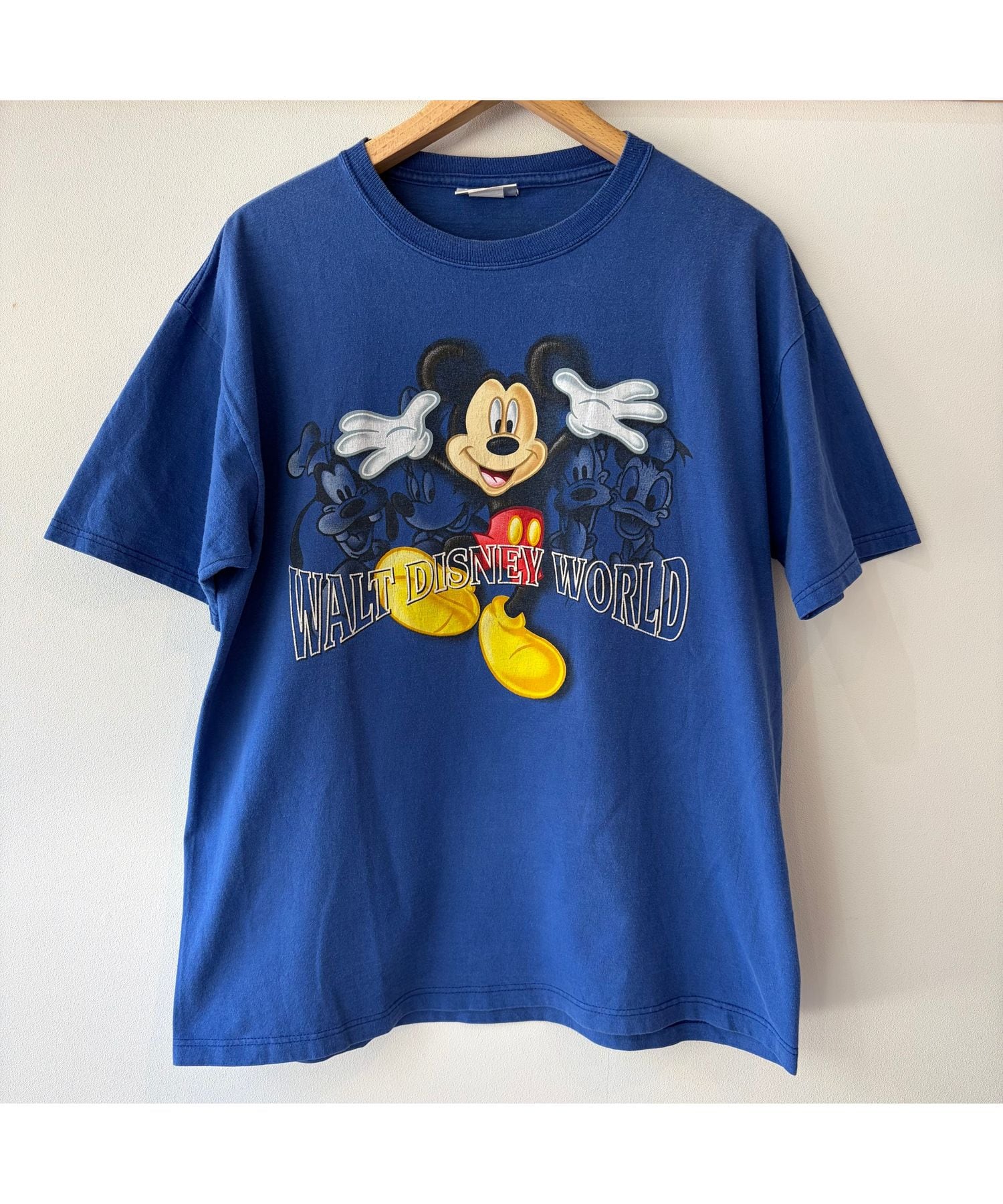 90's USA製 Disney プリントTシャツ ブルー メンズ M ミッキーマウス