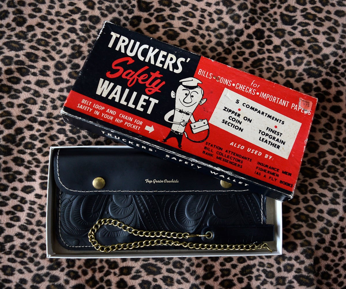 DEAD STOCK VINTAGE TRUCKER WALLET BLACK | SECOND TIME GLORY