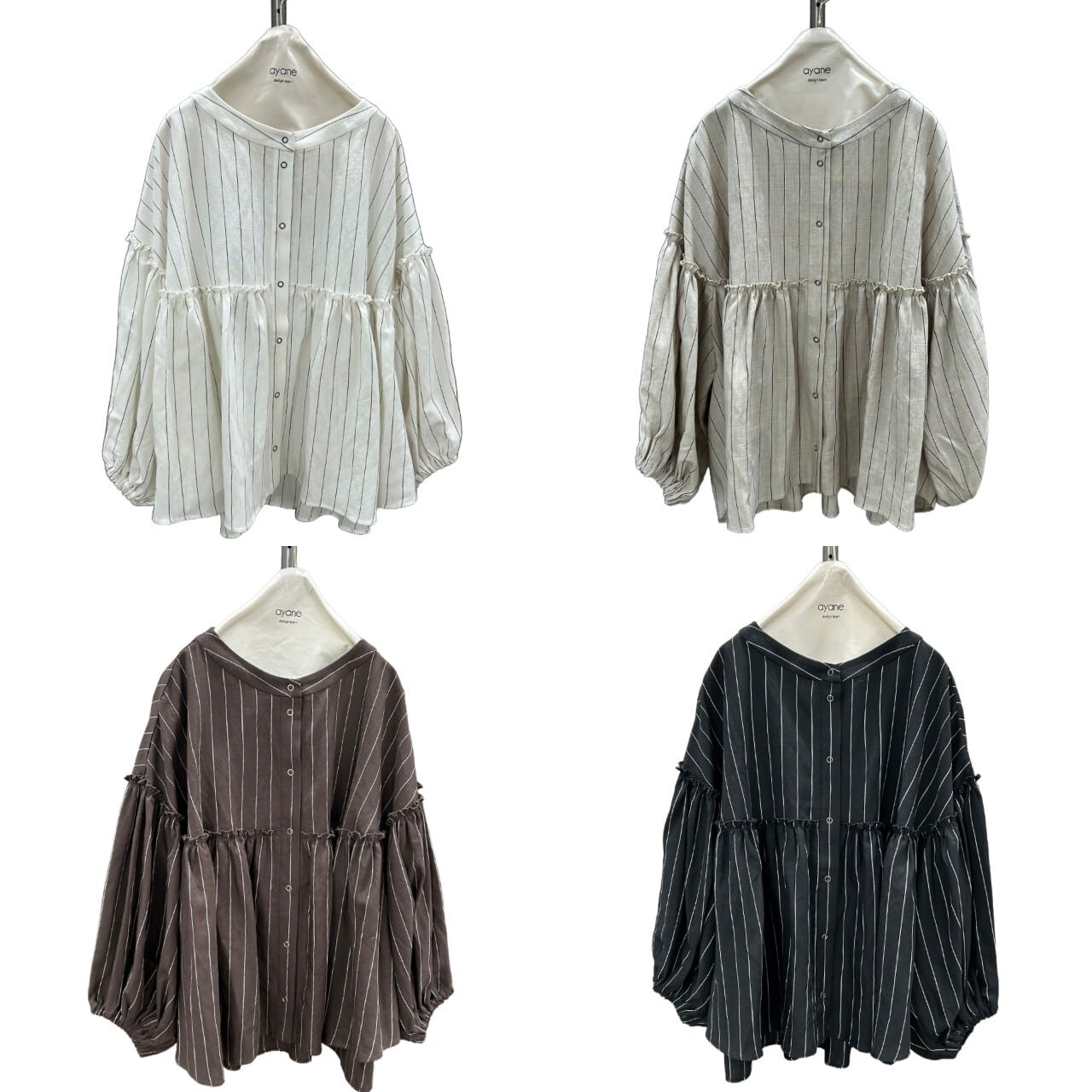 ayane アヤン　ピンストライプボリュームスリーブ　シャツ　ストライプシャツ SALE【ayane】ピンストライプボリュームスリーブシャツ 836619 アヤン