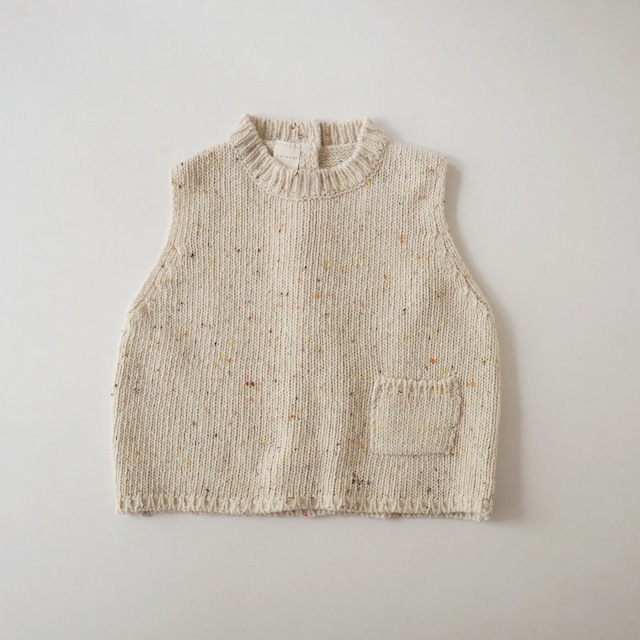 即納 oatmeal．colornep knit vest［90size］