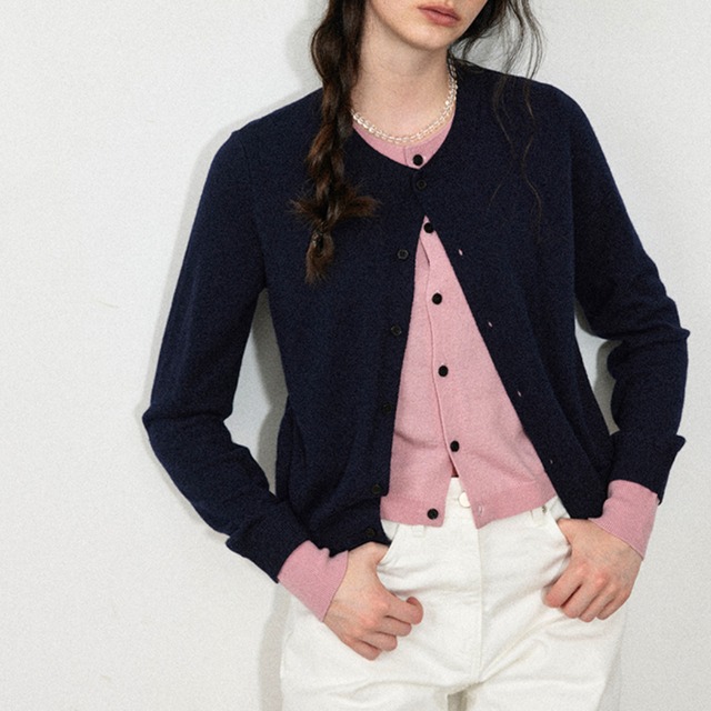 Faux two piece knit cardigan