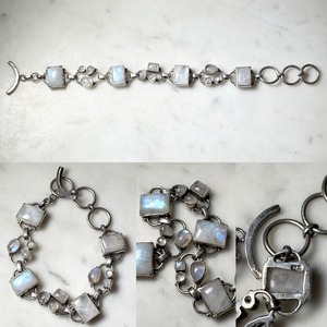 vintage silver moonstone toggle bracelet