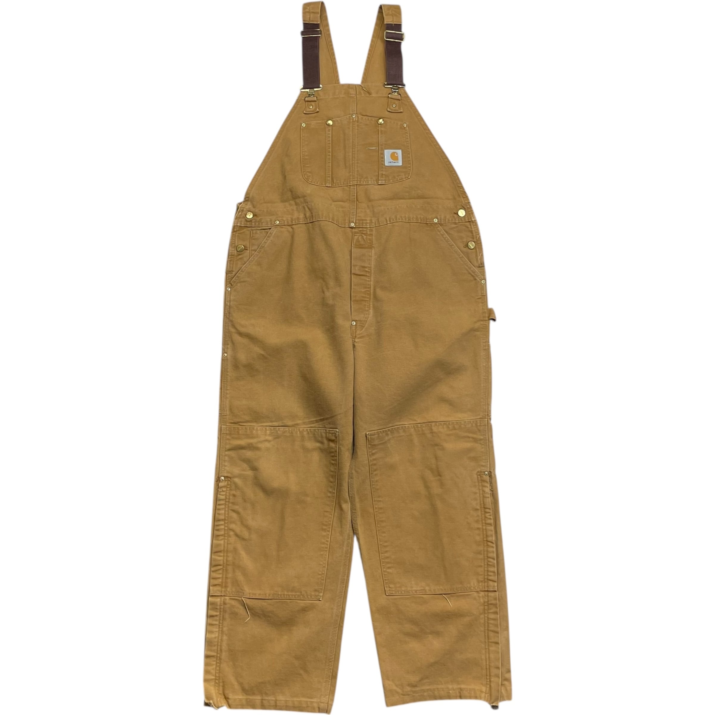 《実寸 W43L29》 Carhartt カーハート オーバーオール ダブルニーブラウン no.7902
