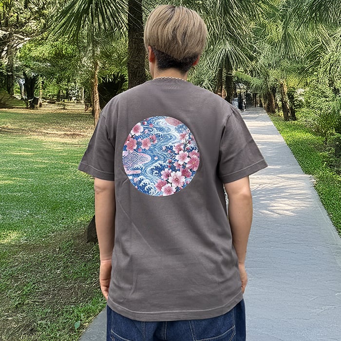 波桜-Nami Sakura-バックプリントTシャツ
