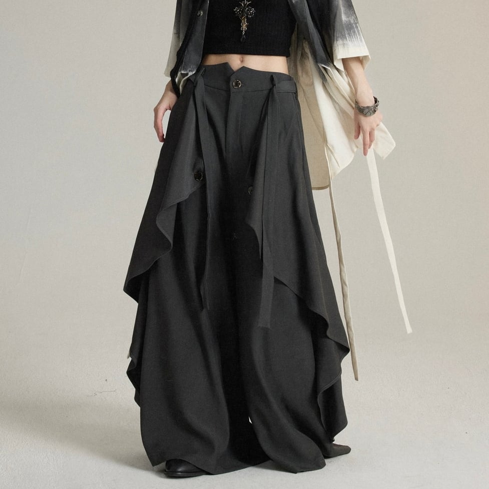 ruffle drape wide pants / l0775