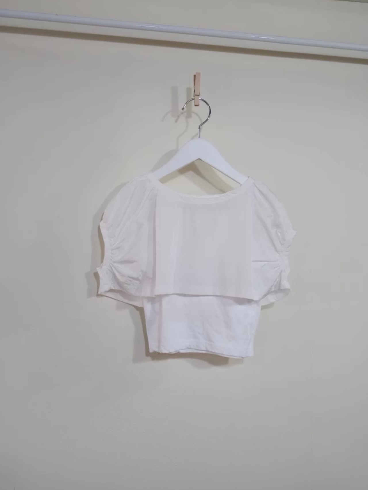 【kkarere】ワッシャーレイヤードトップス ホワイト 100〜150cm - 4