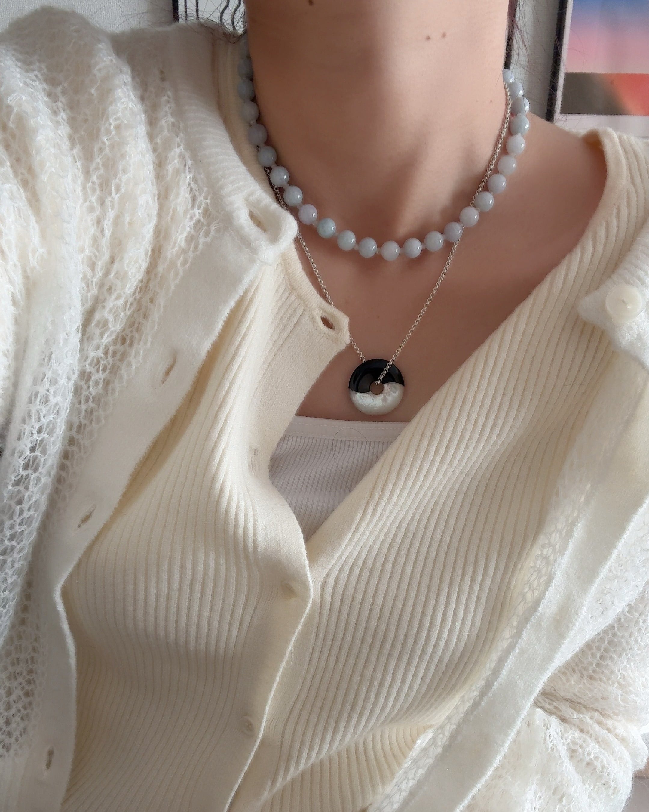 blue chalcedony beads necklace | saze