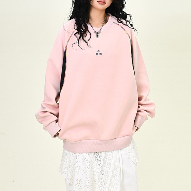 switch design point logo sweatshirt　切替デザインポイントロゴスウェットシャツ　J1239