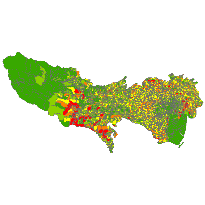 GISデータ　東京都の年齢別人口（平面直角座標系第９系・ShapeFile）