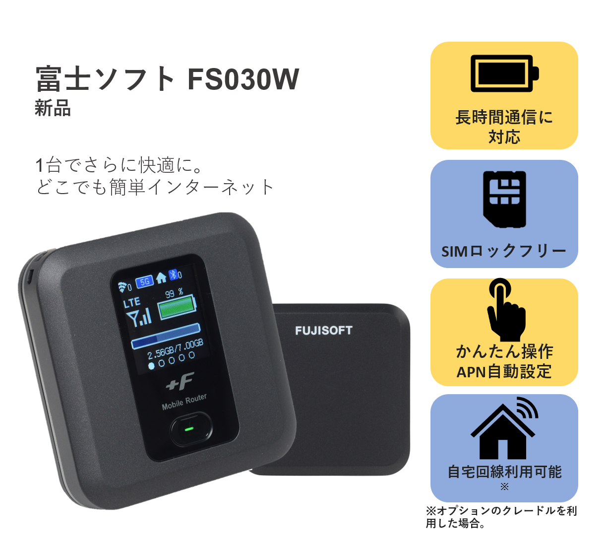 富士ソフト +F FS030W SIMフリーモバイルルーター FS030WMB… - PC周辺機器