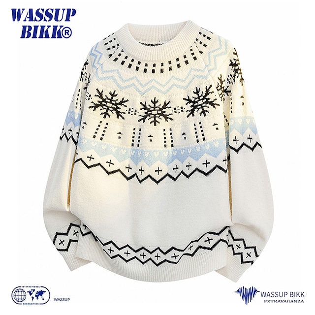 ♥優しさを、編み込んだ！ 【WSシリーズ】★セーター★ ユニセックス 2color ニットトップス ジャカード