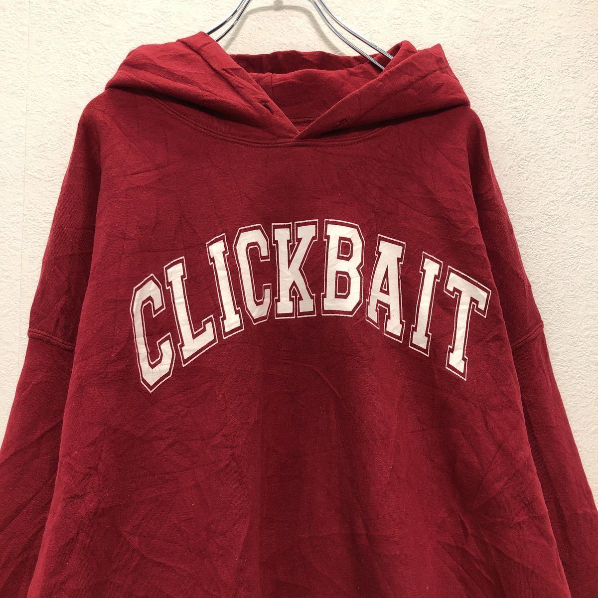 CLICKBAIT プリント スウェットトレーナー 3L レッド ホワイト クリックベイト ビッグサイズ ポケット 古着卸 アメリカ仕入  a505-6582