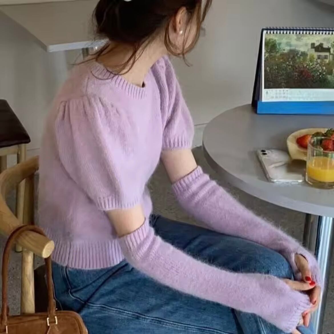 arm warmer knit tops