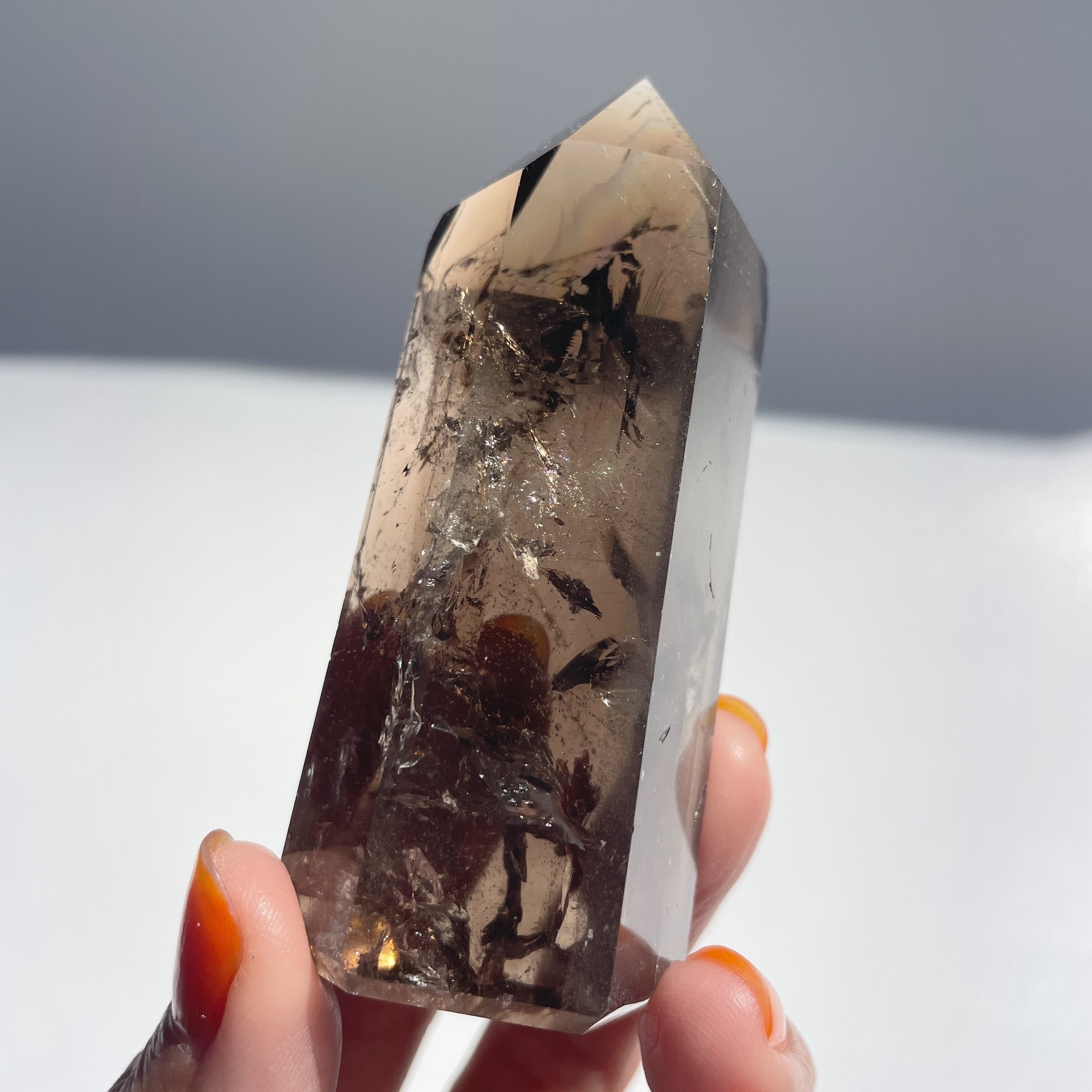 虹入り◎スモーキークォーツ タワー27◇Smoky quartz Tower◇天然石