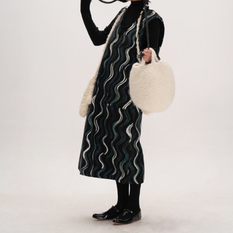 Ripple Pattern Sleeveless Straight Maxi Gown S0367