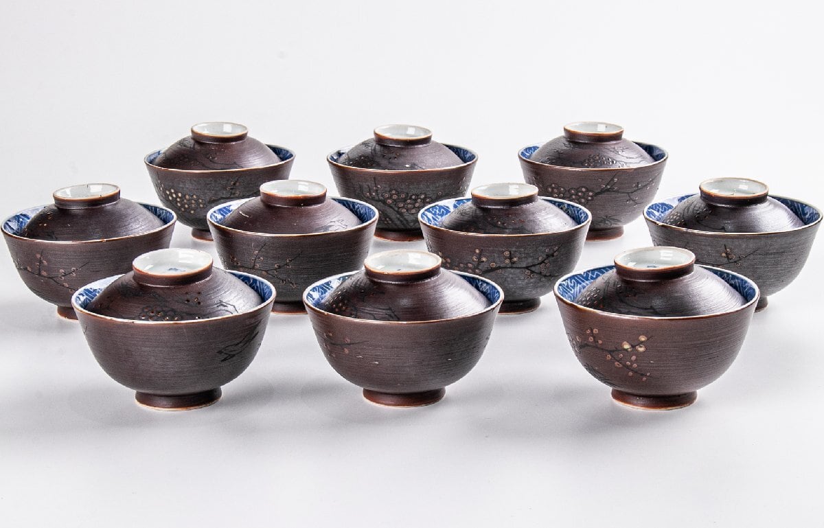 桐葉文小吸物椀 5客 箱付 F621A | うつわや古季