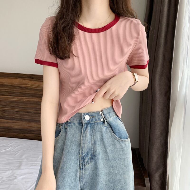 レッドTシャツ サマー薄手 ピンク ストリート 夏物 試着室71771782984