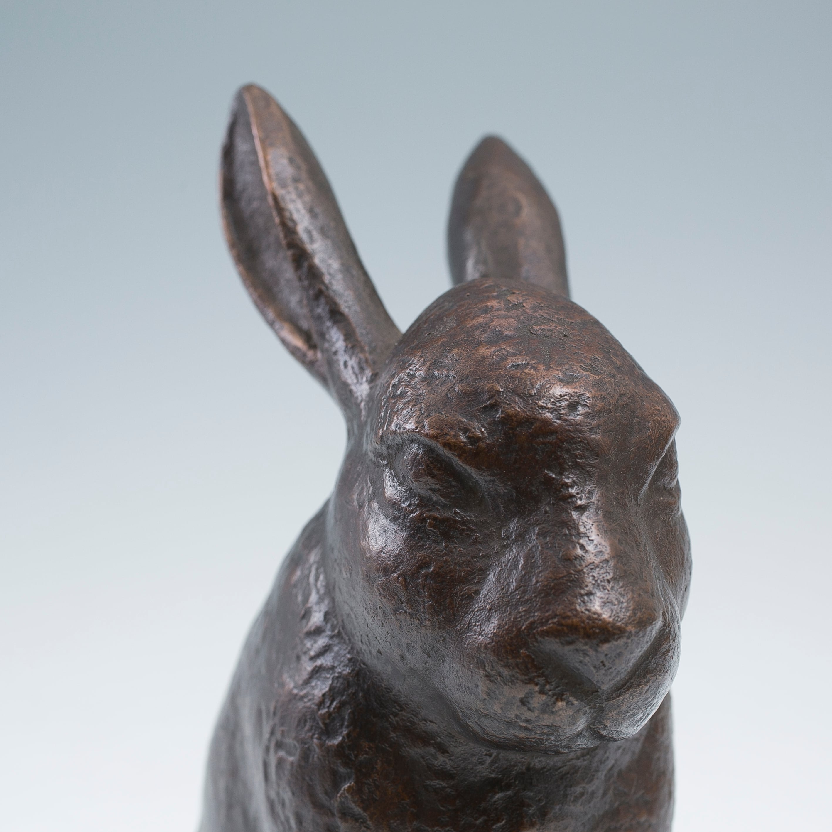 兎 うさぎ 銅 置物 荒居徳亮 ブロンズ オブジェ 1963年 昭和38年 共箱