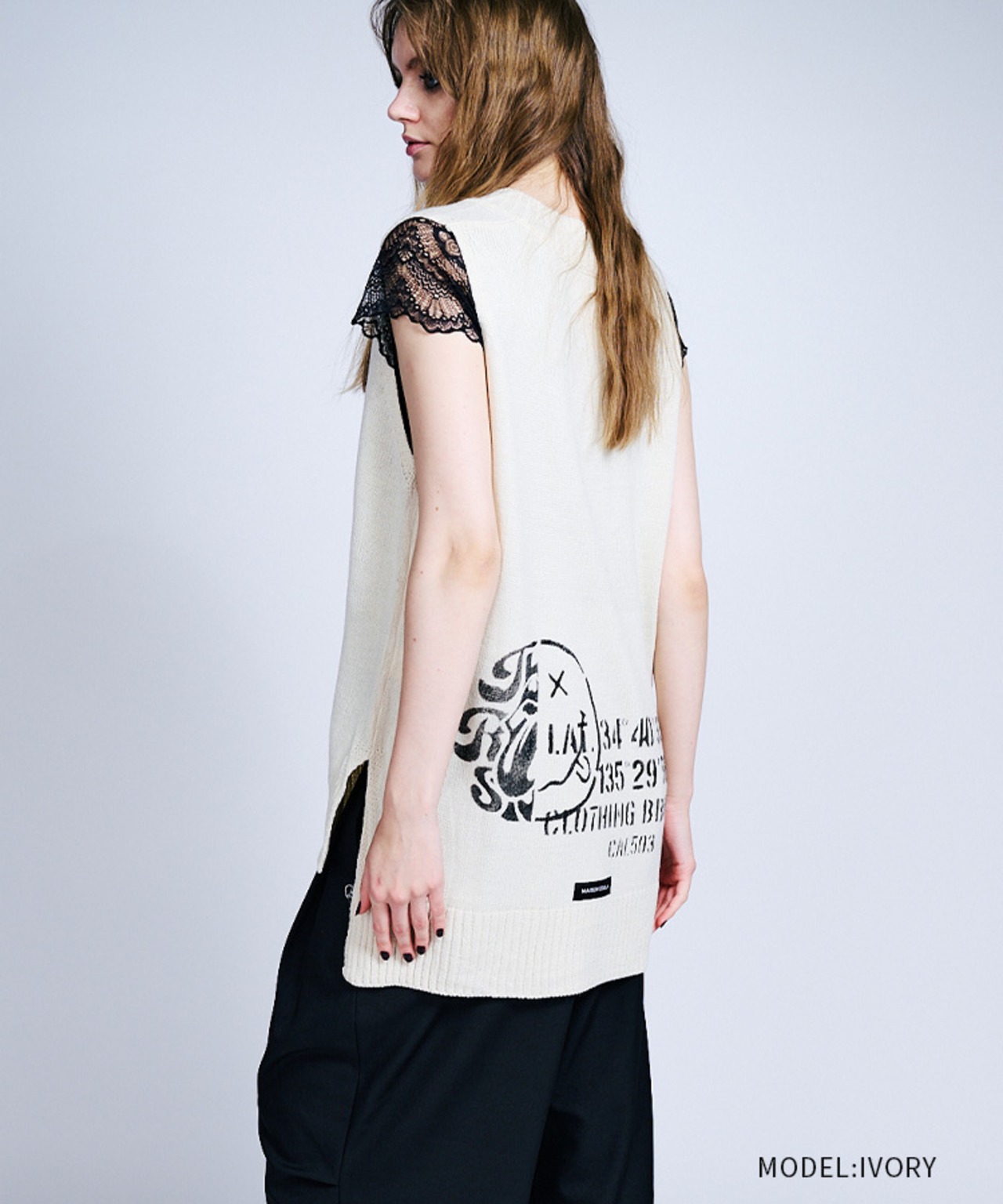 バックペイントオーバーサイズニットベスト (IVORY) CQ-47035