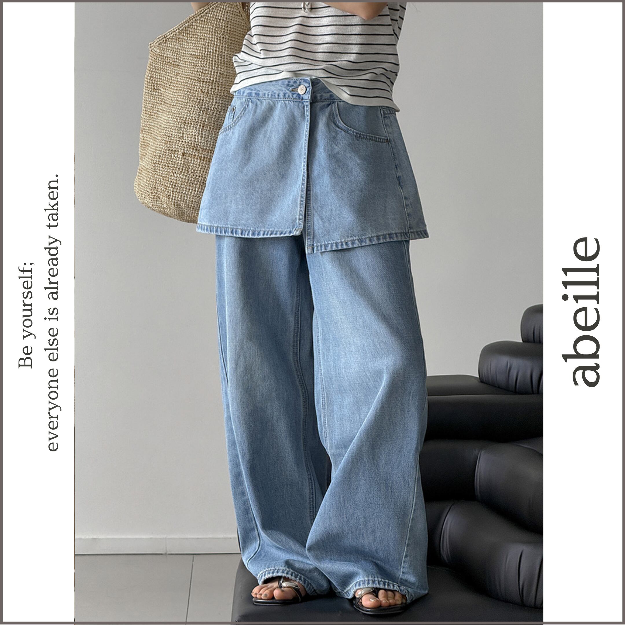 detachable skirt denim pants 14620
