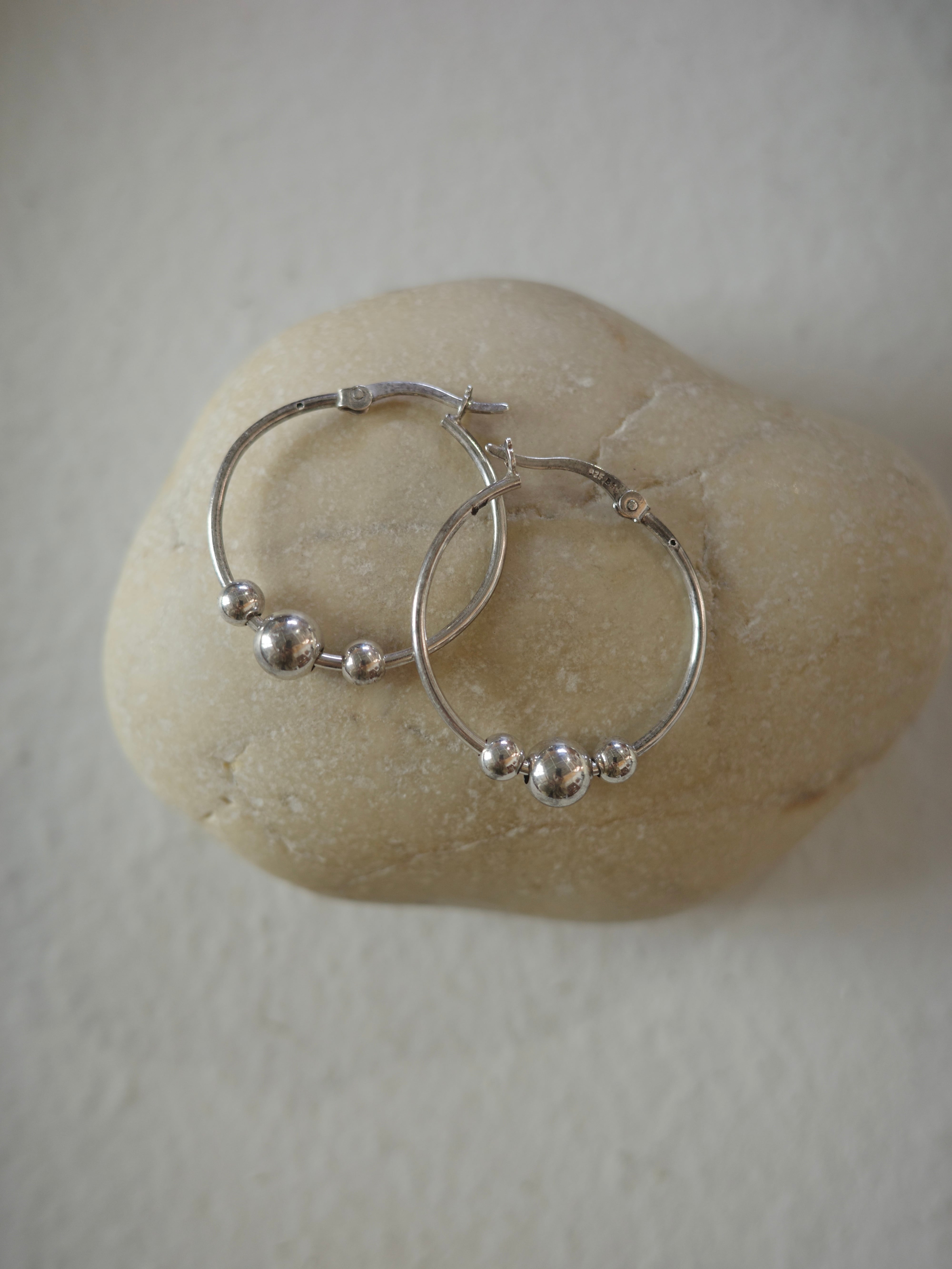 <vintage silver925>hoop beads pierce