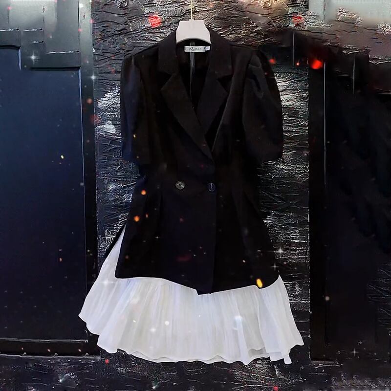 サマージャケット 薄手ウェストスタイルスカート 大きめサイズ 夏物 ミックスインファッション46680472154