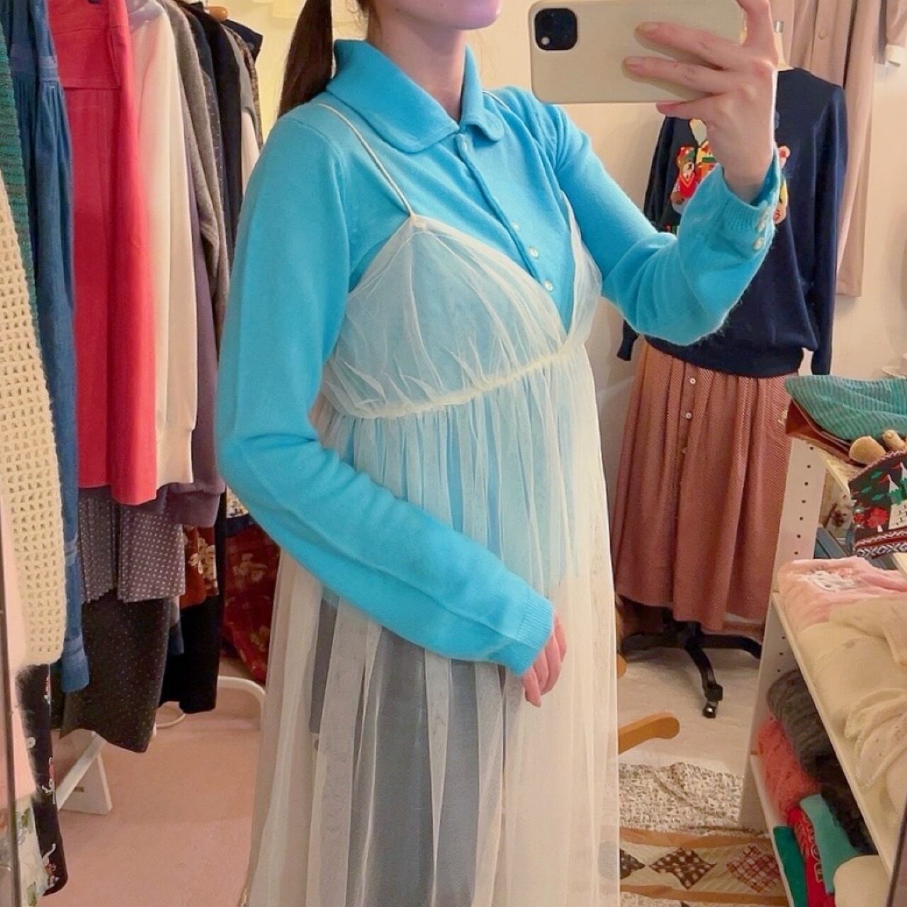 tulle camisole one-piece