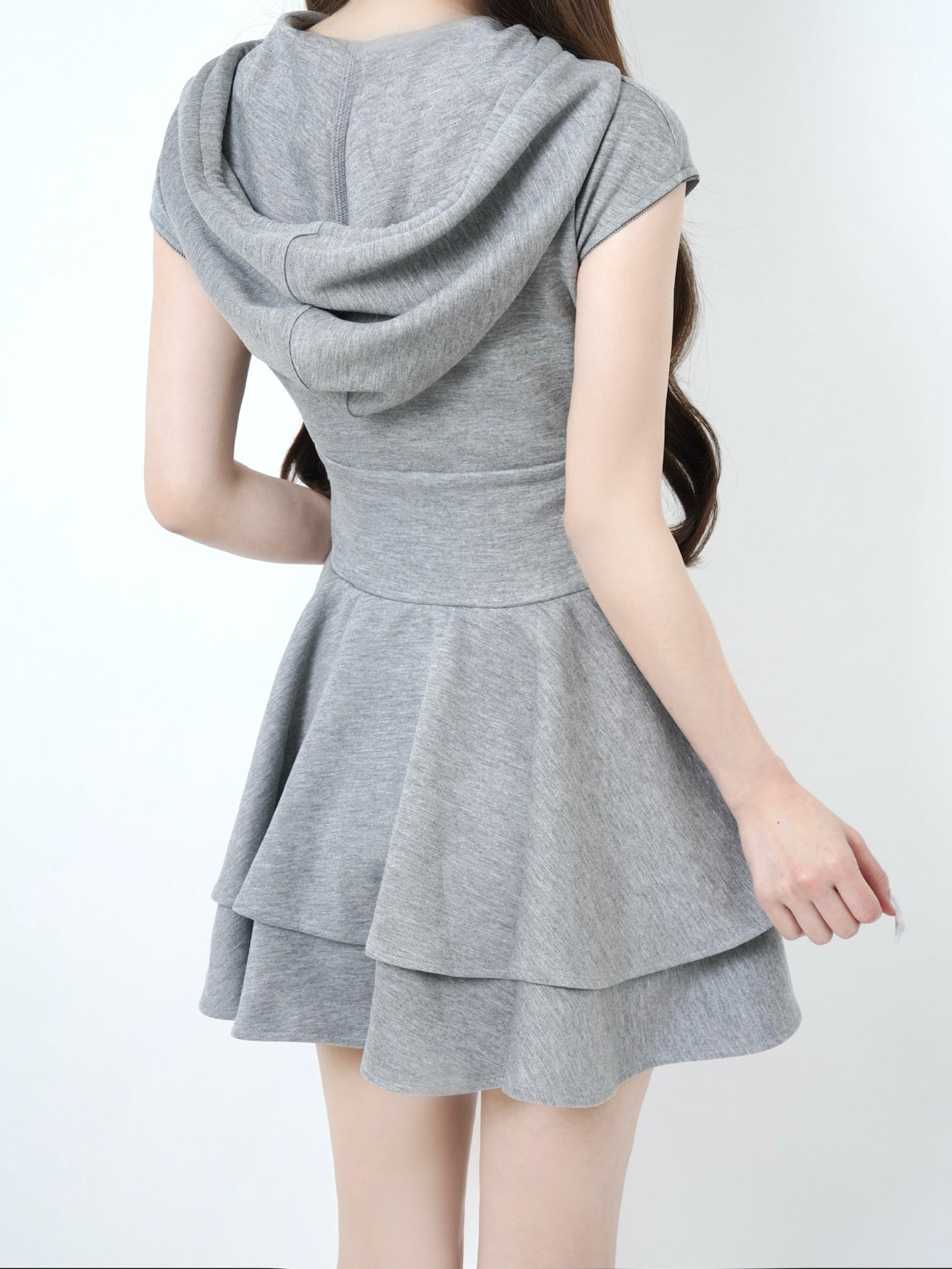 Ribbon hood flare onepiece【グレー】 | Lumignon