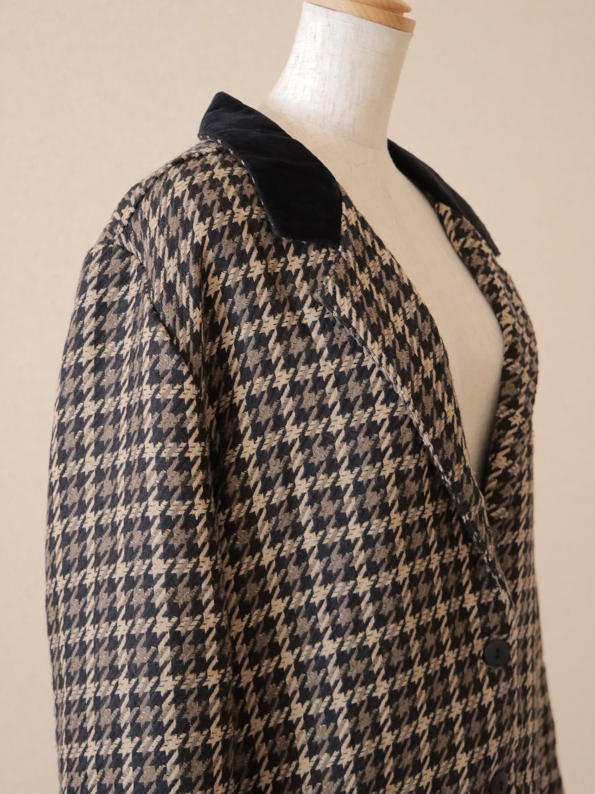 ●made in ITALY tweed & velvet collared design wool jacket