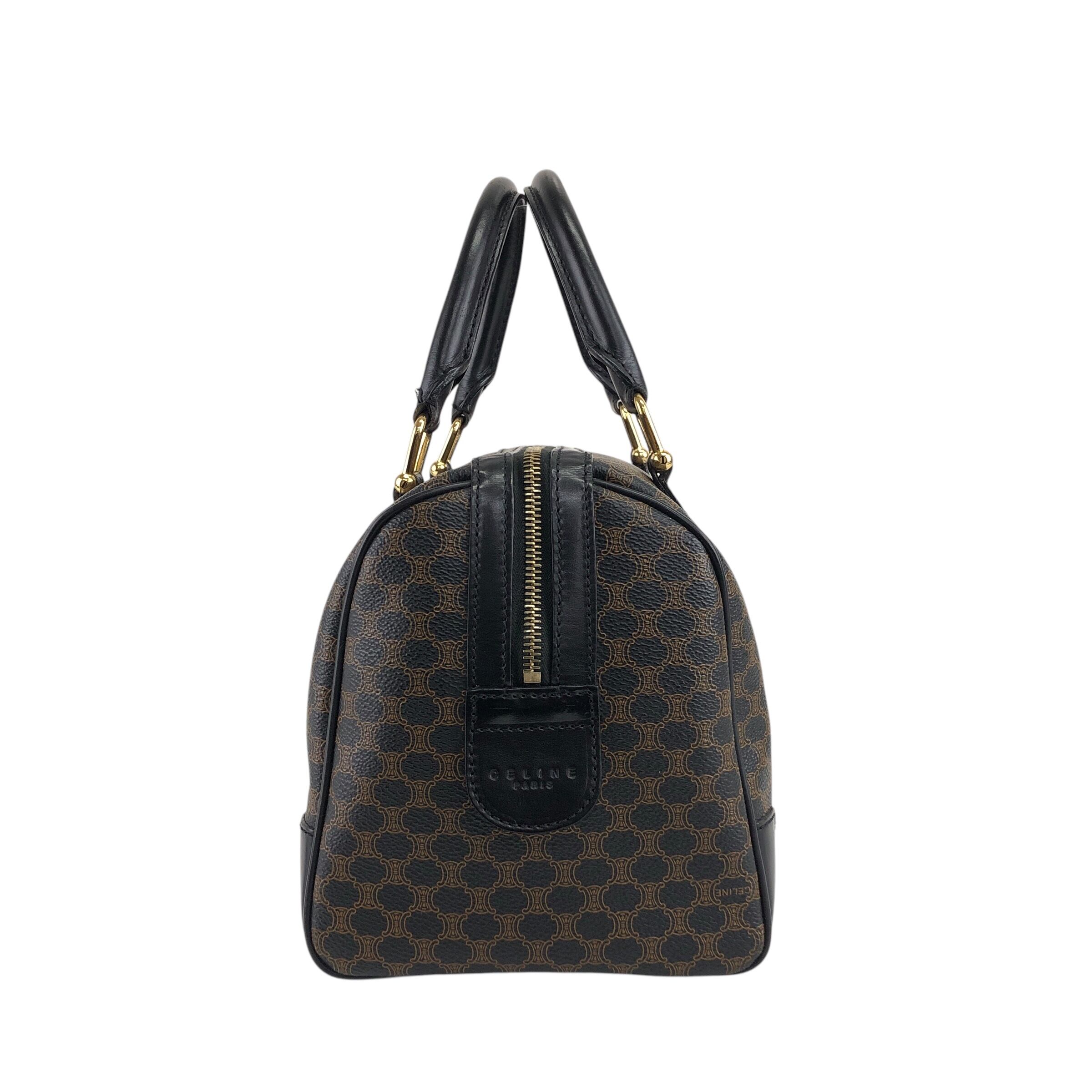 ✨極美品 CELINE 黒マカダム ボストンバッグ 鍵 2way PVC 大容量 CELINE セリーヌ マカダム ショルダーバッグ ブラック PVCレザー ミニ