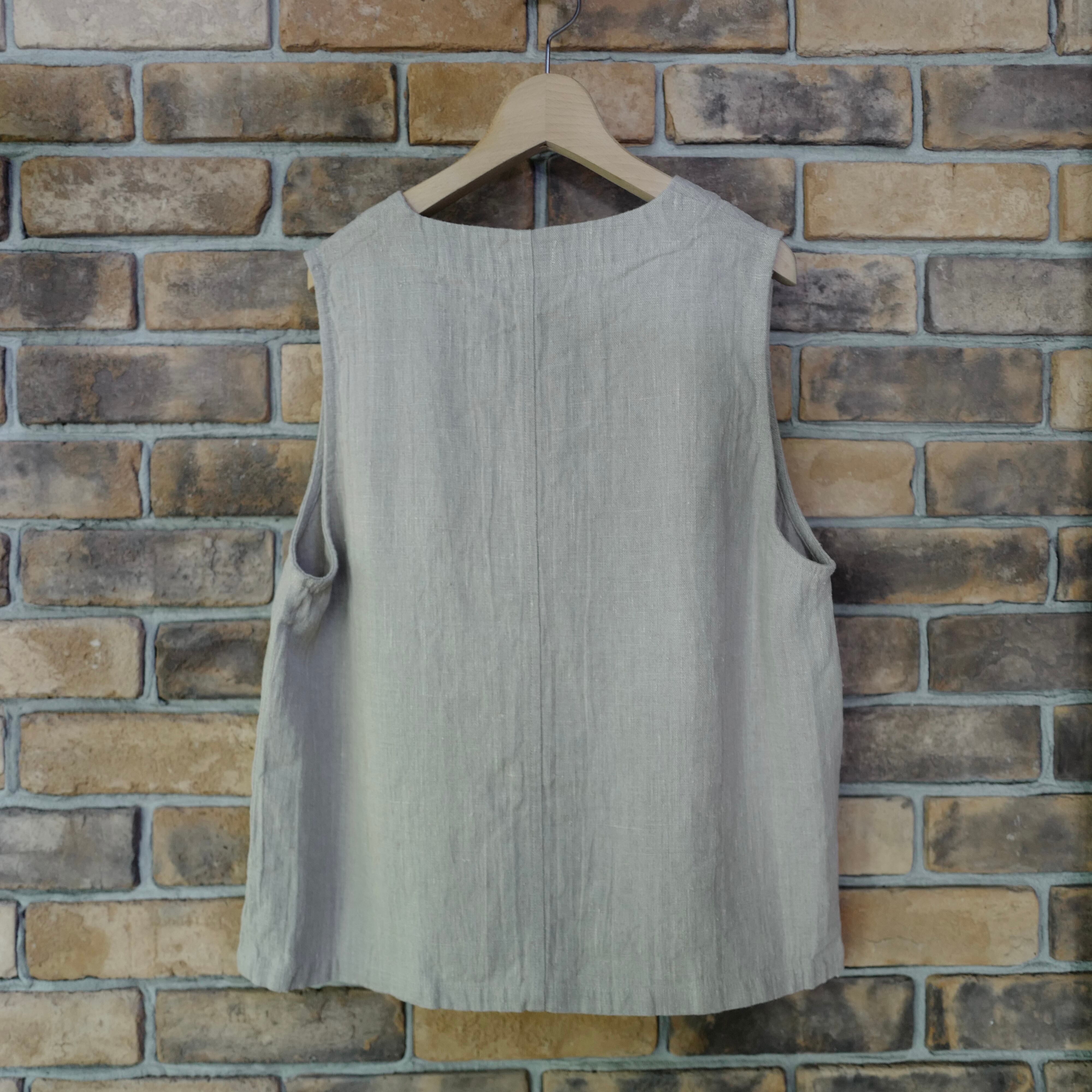 別注》fog linen work｜厚地リネンVネックベスト・ジレ（col