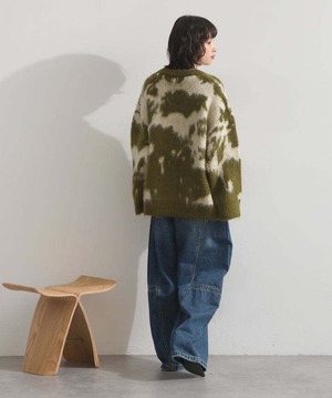 HD2510057  モヘアタッチタイダイ柄オーバーサイズニットプルオーバー green