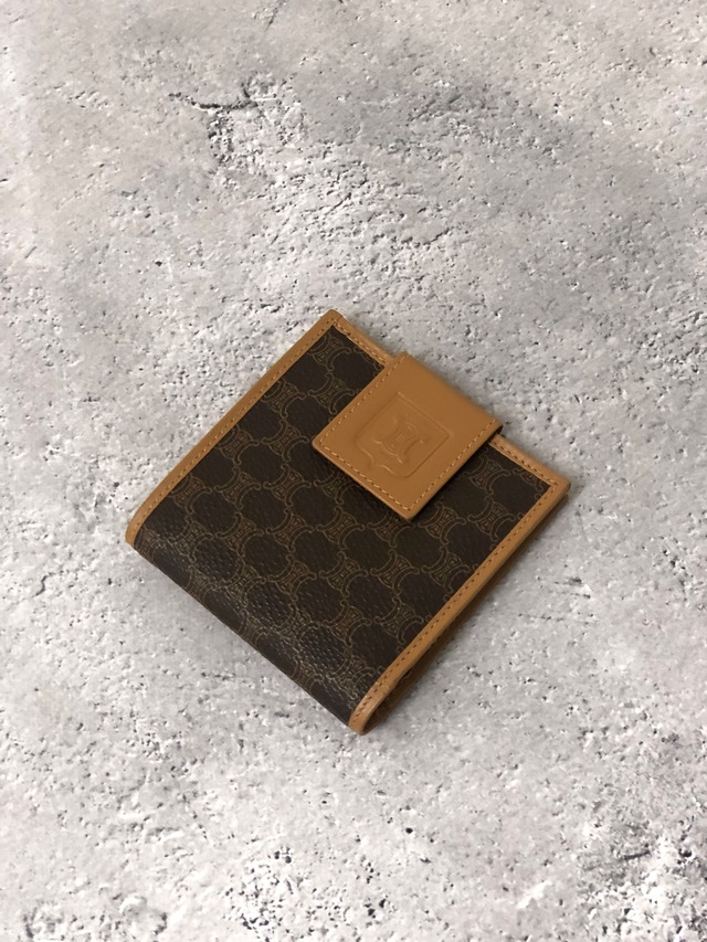 CELINE セリーヌ マカダム 二つ折り財布 ブラウン ブラゾン型押し PVCレザー vintage ヴィンテージ オールド fugrk2