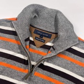 TOMMY HILFIGER トミーヒルフィガー ボーダー コットン ニット プルオーバー L/グレー メンズ