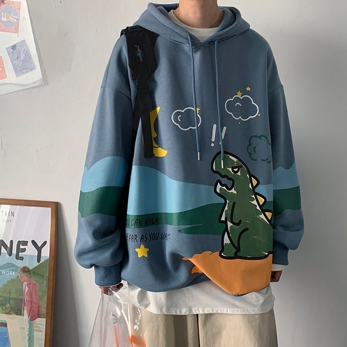 恐竜 パーカー ユニセックス | Korean unisex fashion セレクト
