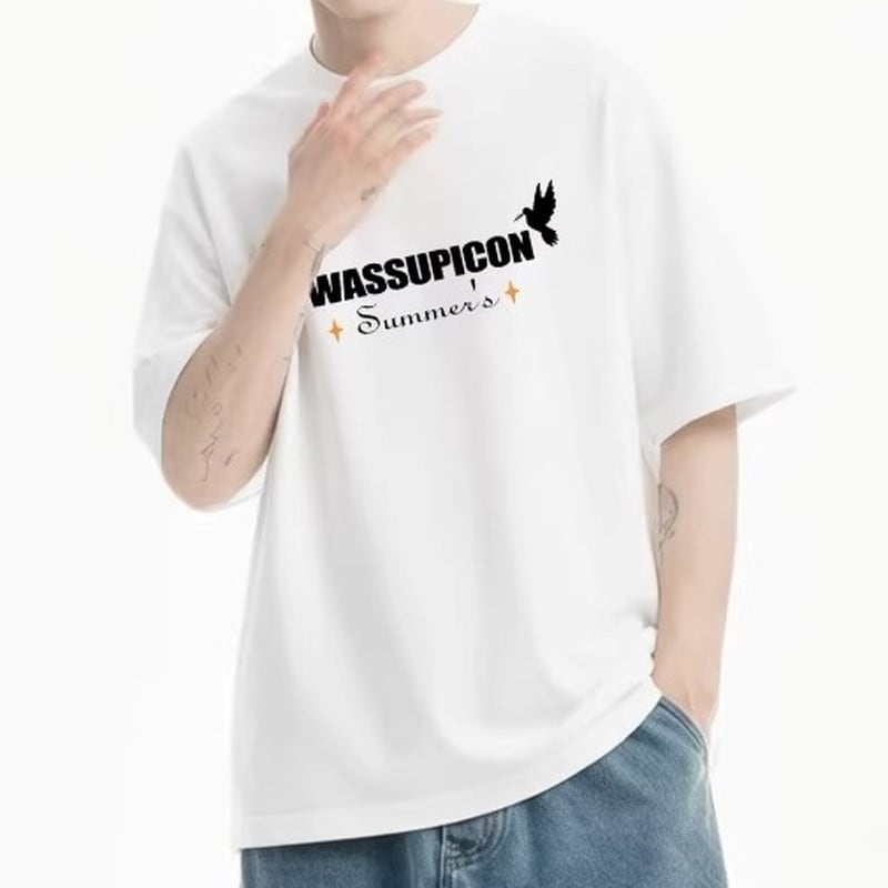 Print oversized short-sleeve T-shirt ◇5color H1051