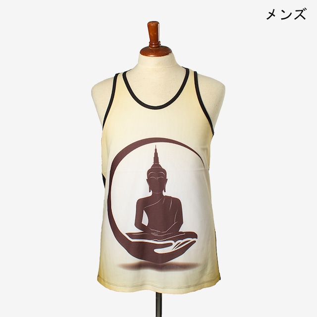 ブラックタンク　ブッダ３　メンズ/ユニ　Men's Black tank top Buddha3