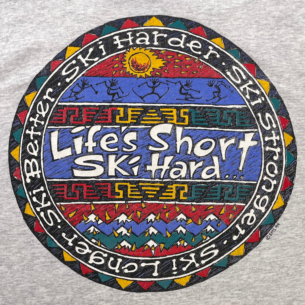 90年代 USA製 LIFE'S SHORT SKI HARD スキープリントTシャツ メンズXL