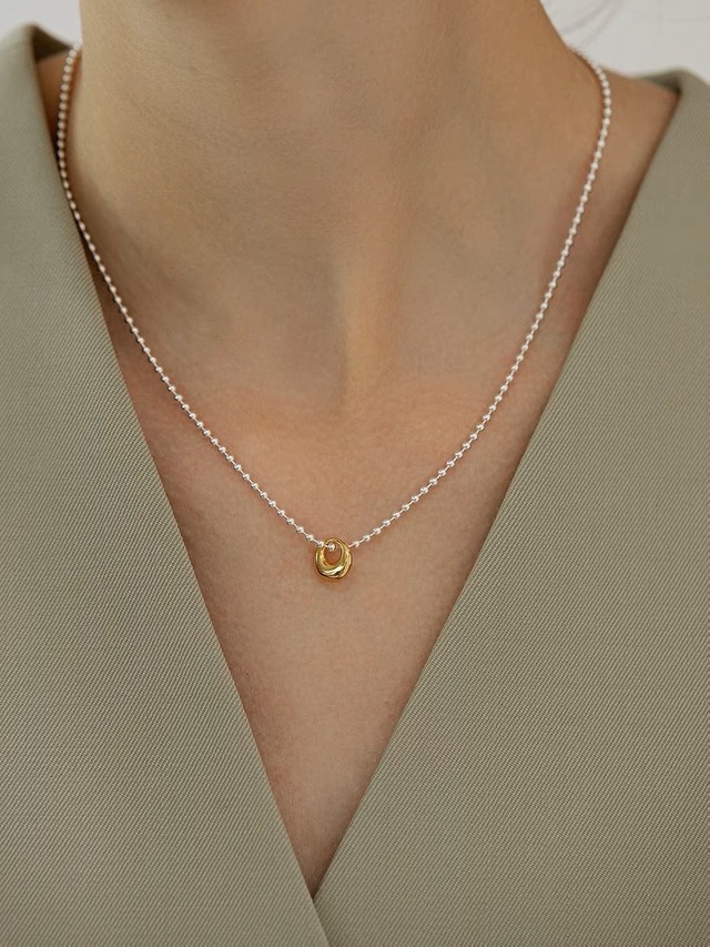 S925 round gold charm necklace(N163-2)