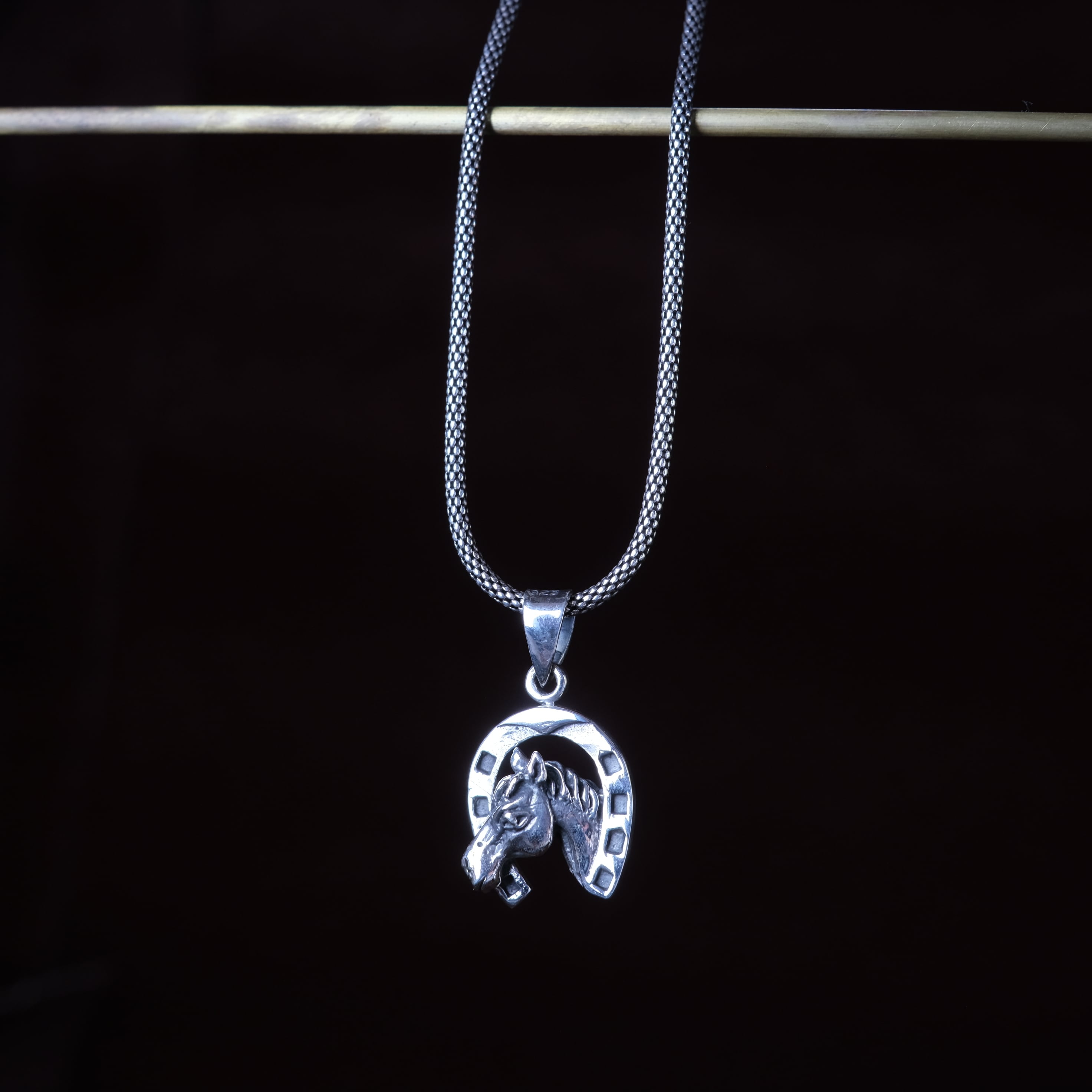 シルバー925 silver 馬蹄デザインネックレス/軽研磨仕上げ/50cm