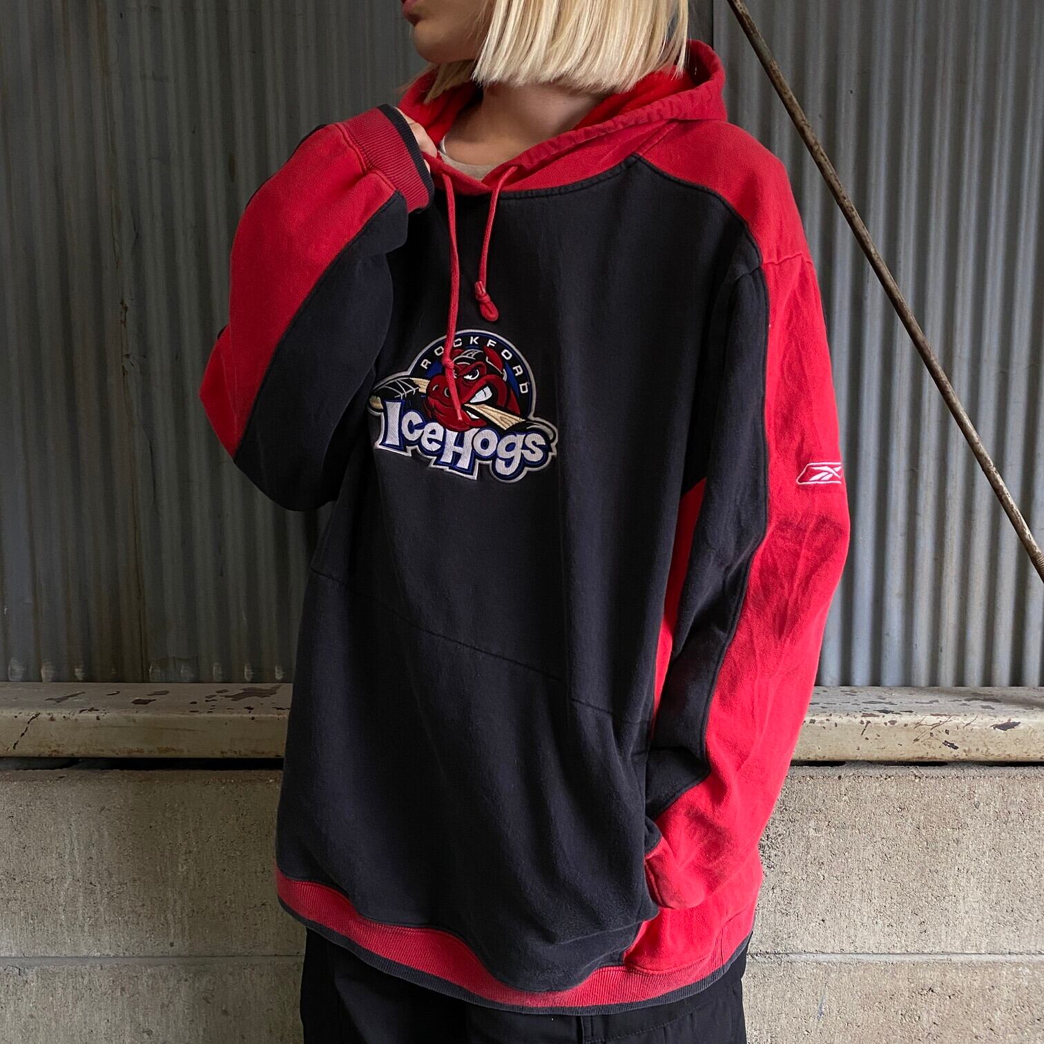 Reebok リーボック ICEHOGS ロゴ ワッペン プルオーバーパーカー 