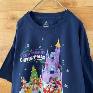 【Hanes】Disny ディズニーランドリゾート 半袖 Tシャツ Xmas ミッキー XL ビッグサイズ US古着 アメリカ古着