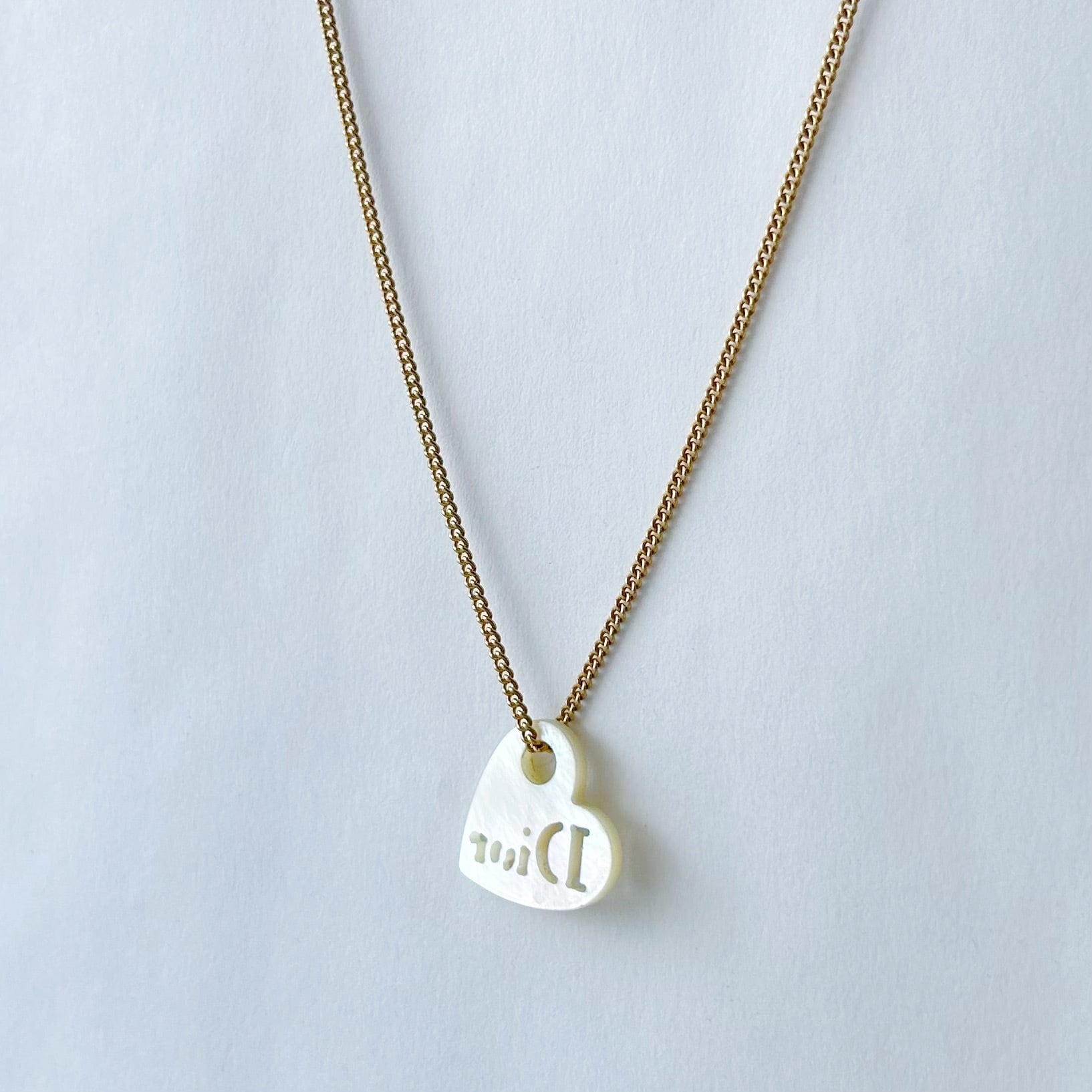 N5326】Christian Dior shell logo heart necklace/クリスチャン