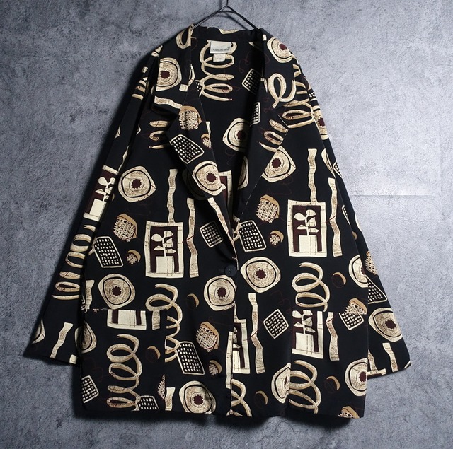 “FASHION BUG” Black Artistic Design Easy Tailored Jacket
