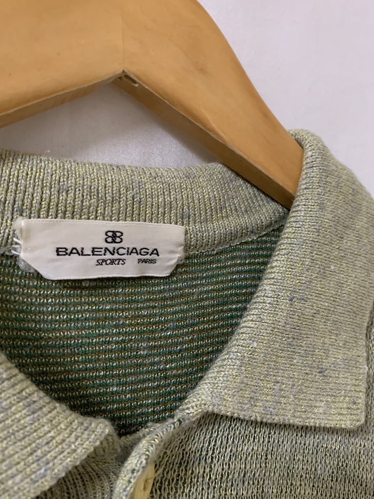 1980's Knitting Design Short Sleeve Knit Polo Shirt "BALENCIAGA"