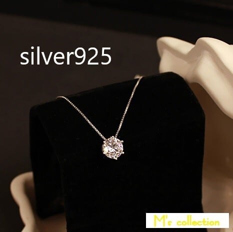 silver シルバー ネックレス CZダイヤモンド　ジュエリー　唇