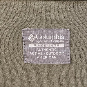 【Columbia】ハーフジップ スウェット 刺繍ロゴ L ビッグサイズ カーキ アースカラー くすみカラー コロンビア US古着